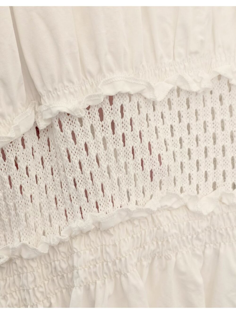 Mare Mare x Anthropologie White Smocked Tiered Maxi Dress Size XL 100% Cotton - Picture 8 of 9